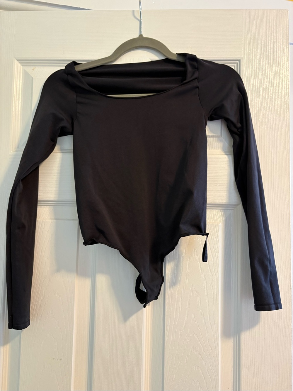 SKIMS Black Long Sleeve Scoop Neck Bodysuit